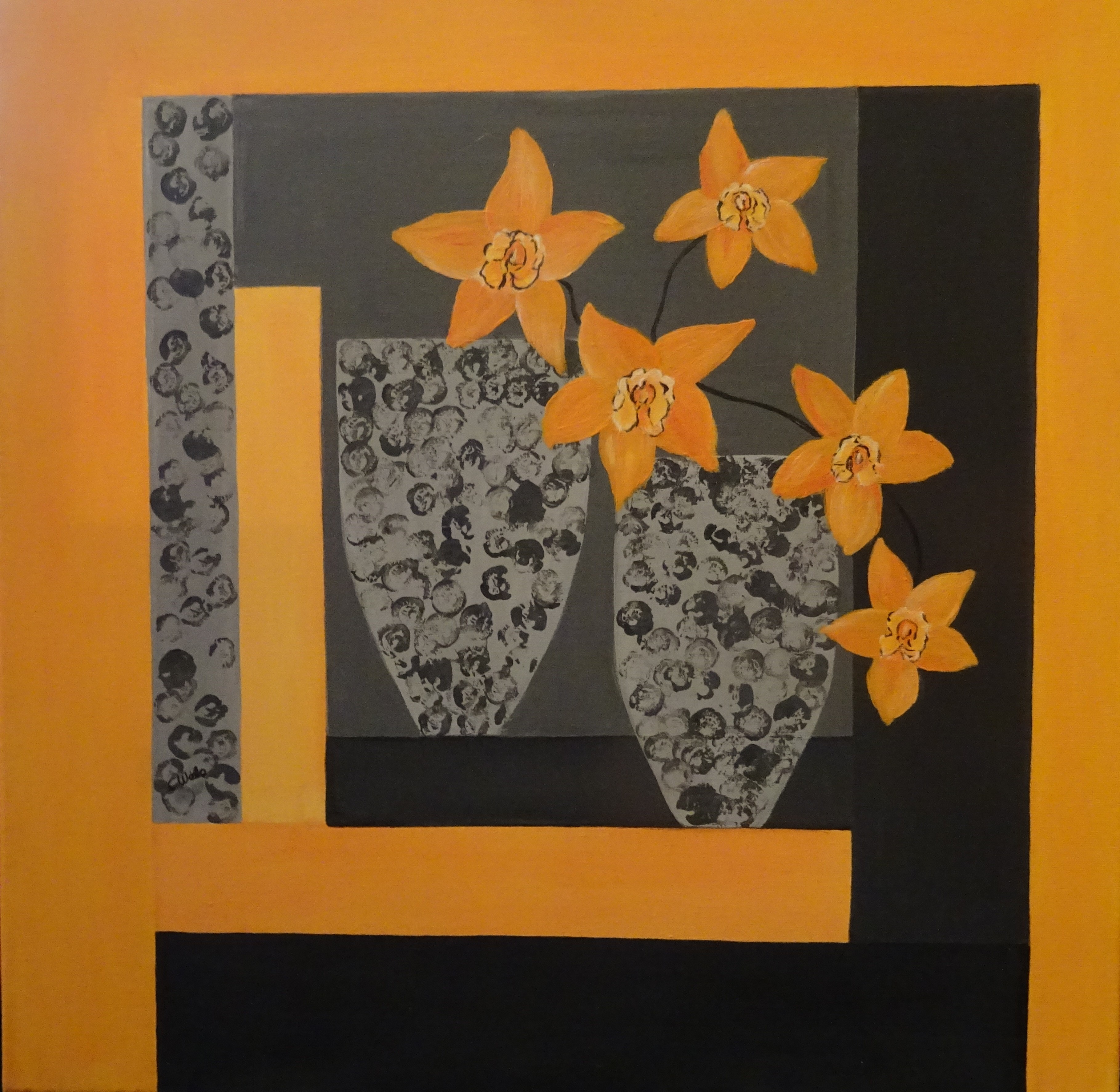 Flowers Grey and Orange-image