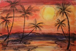 Sonnenuntergang mit Palmen-image